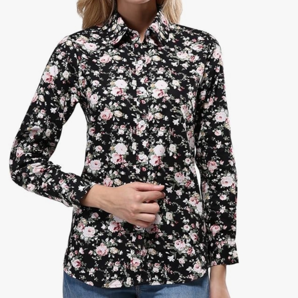 Floral print button down blouse